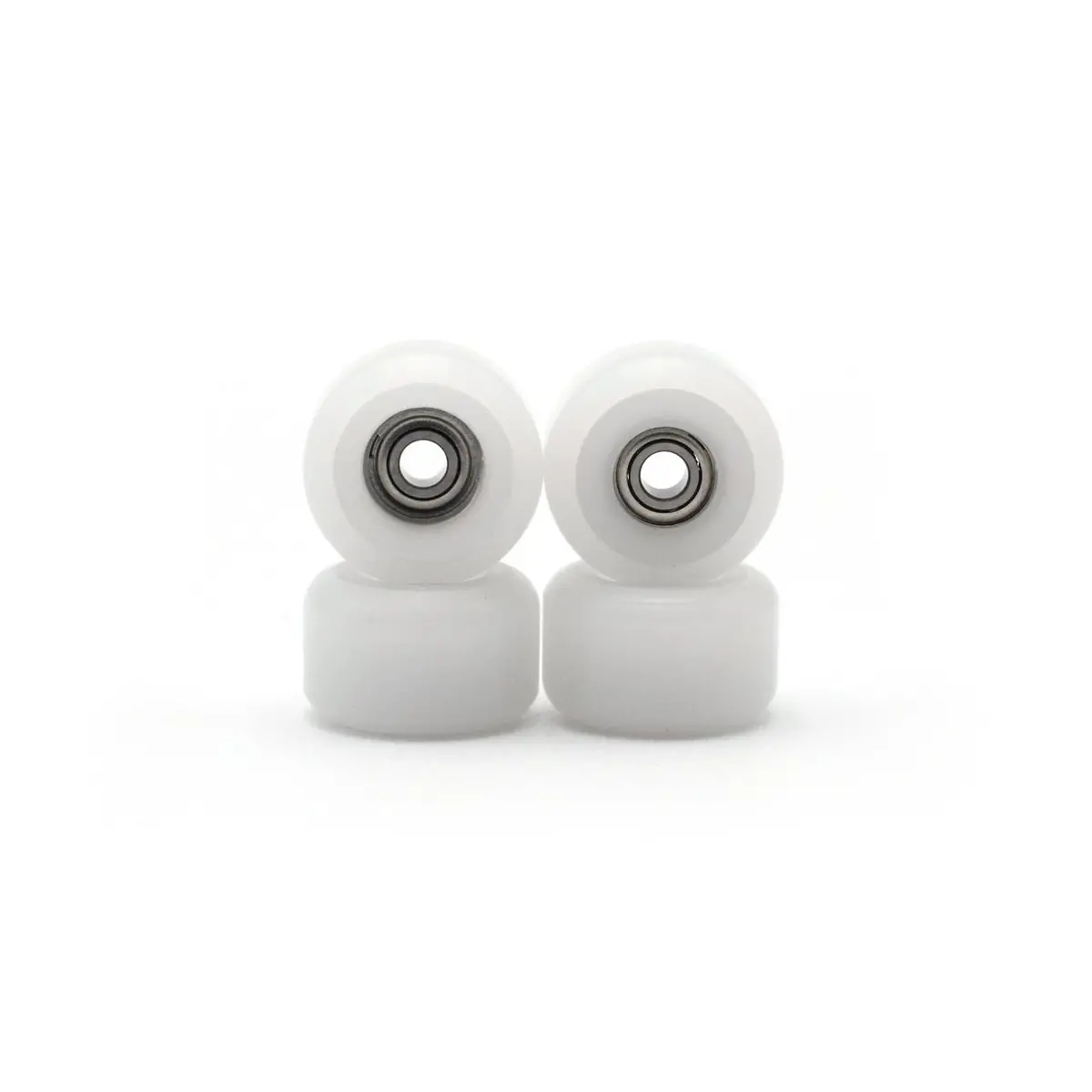 Flatface Fingerboard Dual Durometer V2 Bearing Wheels - White And White 1