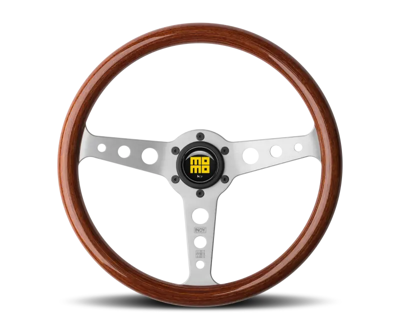 Momo Indy Steering Wheel 350 Mm - Mahogany Wood/Brushed Spokes 1