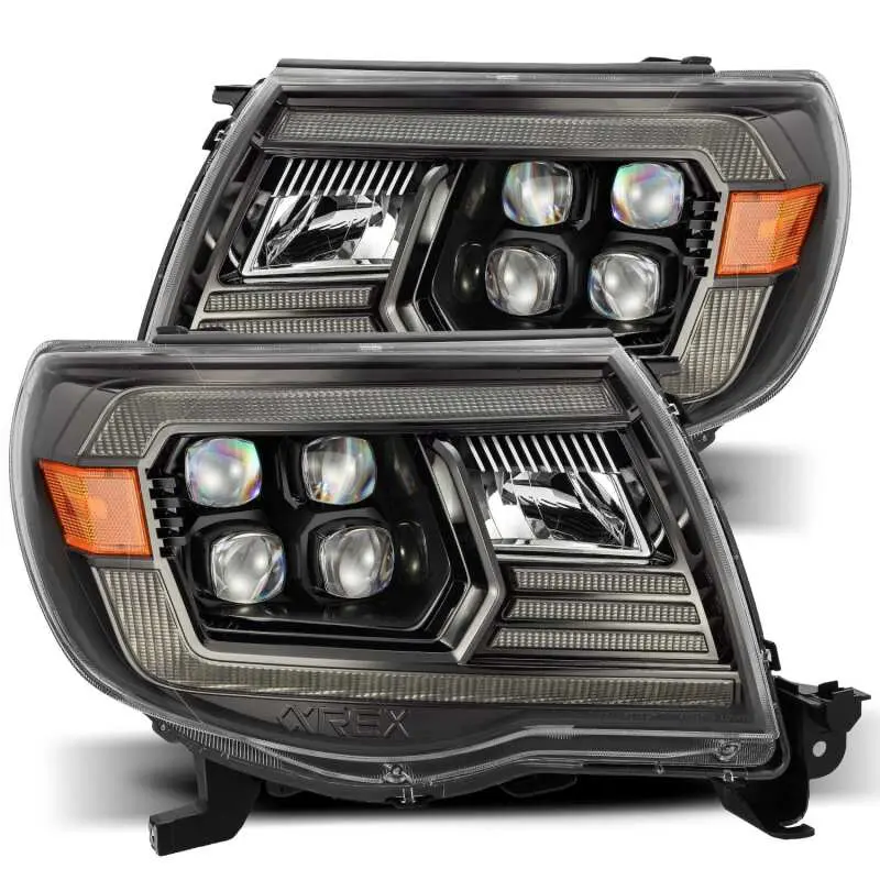 Alpharex 05-11 Toyota Tacoma Nova Led Projector Headlights Plank Style Alpha Black W/Actv Light/Drl 1