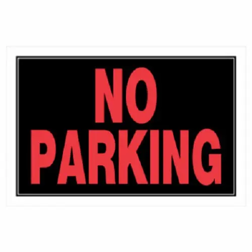 Hillman 839902 8" X 12" Red & Black Plastic No Parking Sign - Quantity Of 6 1