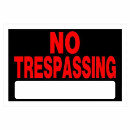 Hillman 839904 8" X 12" Weatherproof Plastic Self-Adhesive No Trespassing Sign - Quantity Of 48 1
