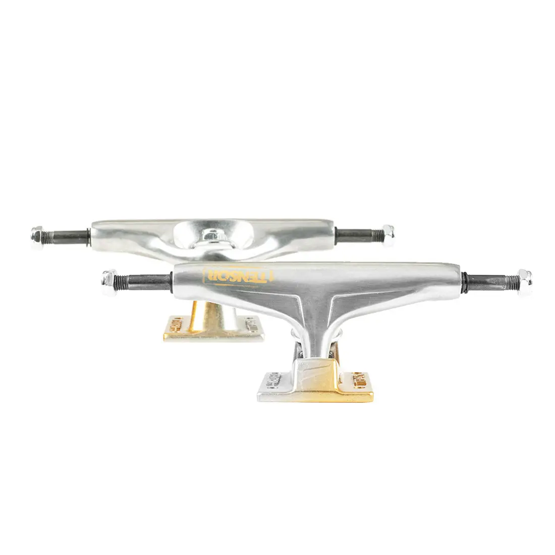 Tensor Aluminium Stencil Mirror Trucks - Raw/Gold Fade 1