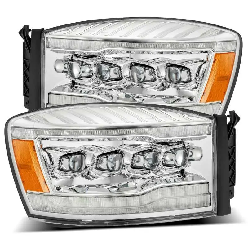 Alpharex 06-08 Dodge Ram 1500Hd Nova Led Proj Headlights Plank Style Blk W/Seq Signal/Drl/Amber Led 1