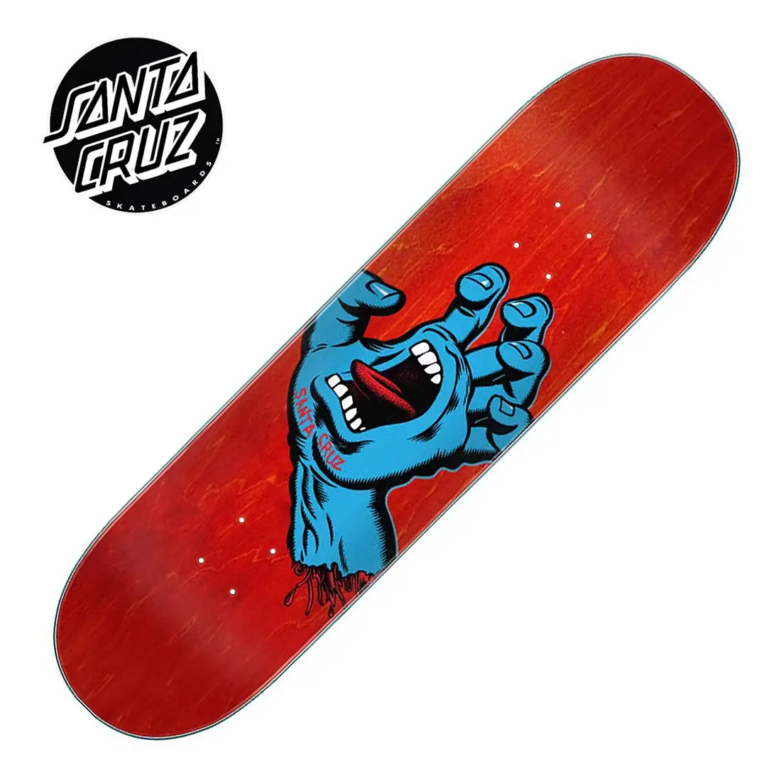 Santa Cruz Screaming Hand 8.0 Deck - Red 1