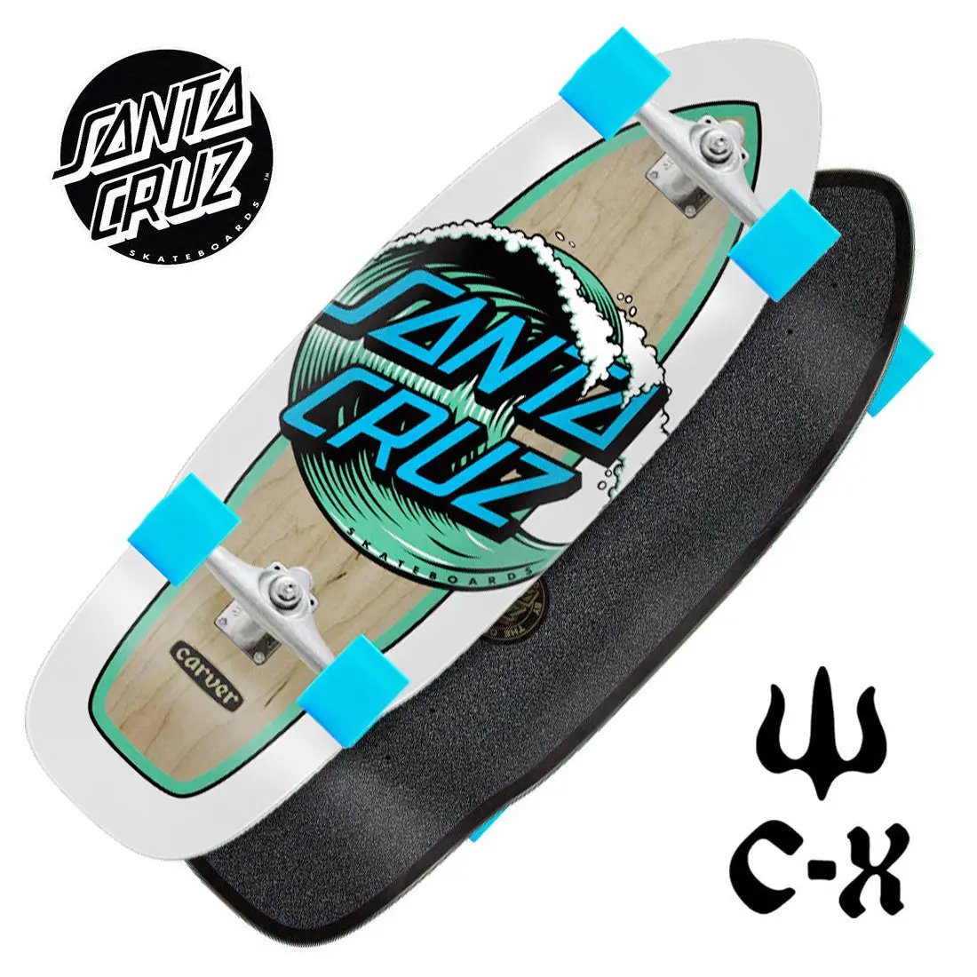 Santa Cruz X Carver Wave Dot Cut Back 29.95 Cx Surf Skate Cruiser Complete 1