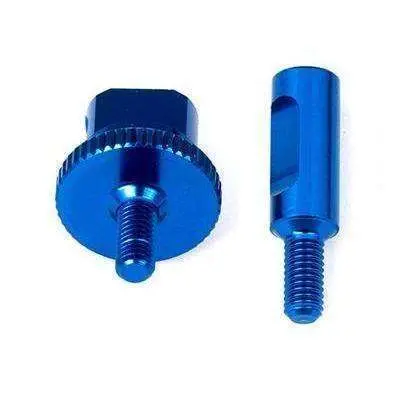 Rc12r6 Shock Rod End Set, Blue Aluminum 1