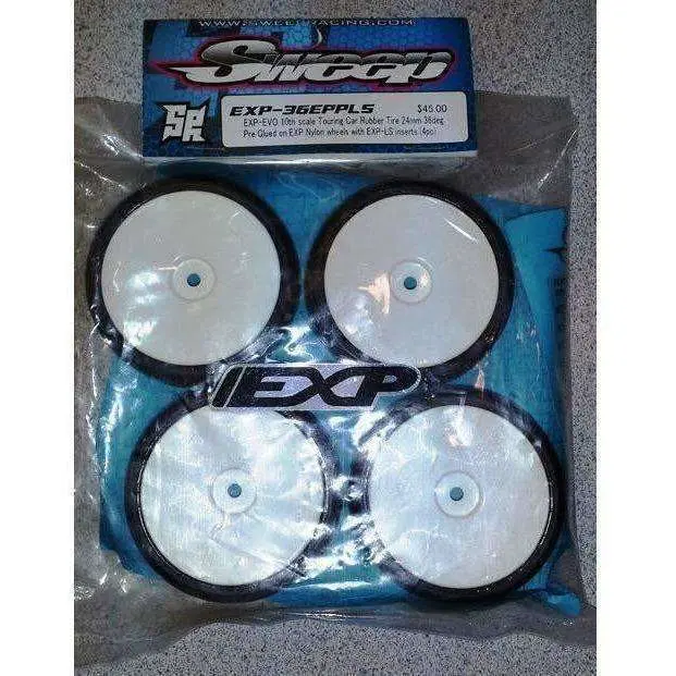 Sweep - Exp Premount Touring Car Rubber Tire, 24Mm, 36Deg, 4Pcs 1
