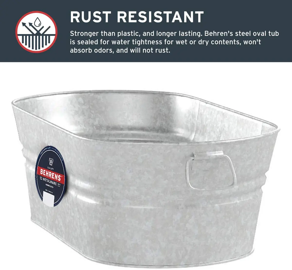Behrens 2-Ov 10.5 Gallon Steel Weather & Rust Resistant Oval Tub - Quantity Of 3 2