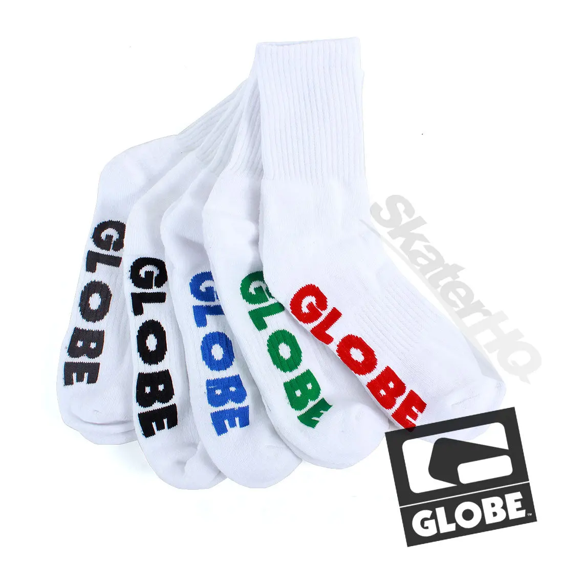 Globe Crew Socks 12-15Us 5Pk - White 1