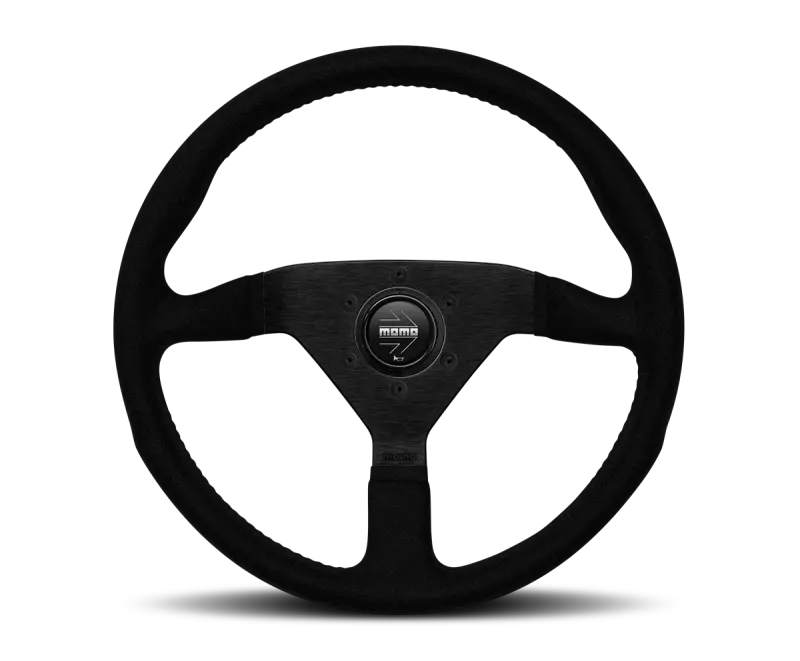 Momo Montecarlo Alcantara Steering Wheel 350 Mm - Black/Black Stitch/Black Spokes 1