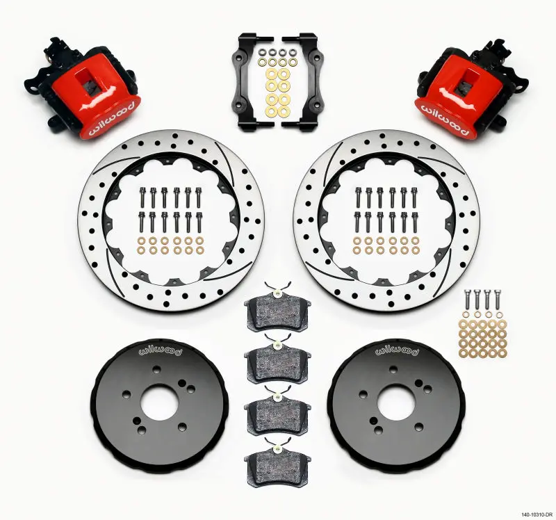 Wilwood Combination Parking Brake Rear Kit 12.88In Drilled Red Honda S2000 1