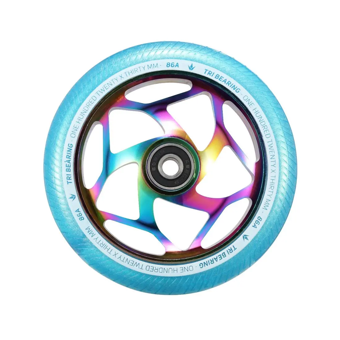 Envy Tri-Bearing 120X30mm Wheel - Teal/Oil Slick 1