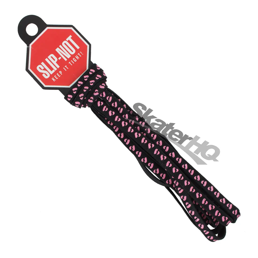 Slip-Not 72In Laces Pair - Black W/ Pink Hearts 1