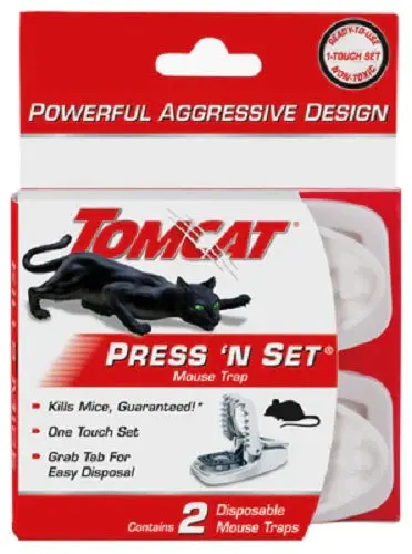 Tomcat 0360710 2-Pack Of Press 'N Set One Touch Reusable Mouse Traps - Quantity Of 14 1