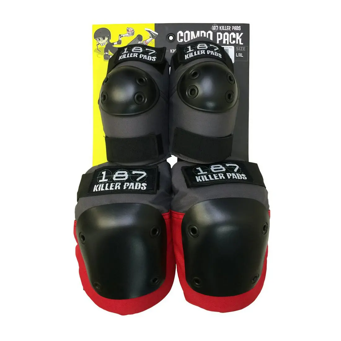 187 Knee/Elbow Combo Pack - Grey/Red 1