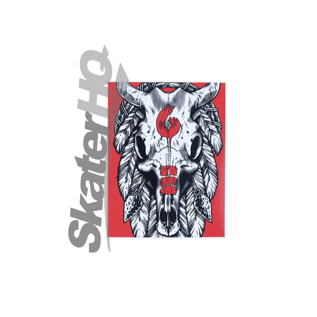 Birdhouse Tribal Skull Sticker - White/Red 1