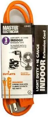 Master Electrician 04003Me 3 Ft 16/3 3' Outlet Indoor Grounded Extension Cord - Quantity Of 3 2