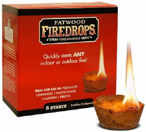 Wood Products 8808 8-Count Box Of Indoor & Outdoor Fatwood Fire Starter Firedrops - Quantity Of 6 1