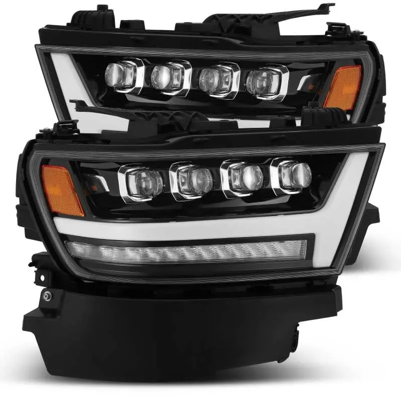 Alpharex 19-20 Ram 1500Hd Nova Led Proj Headlights Plank Style Gloss Blk W/Activ Lght/Seq Signal/Drl 1