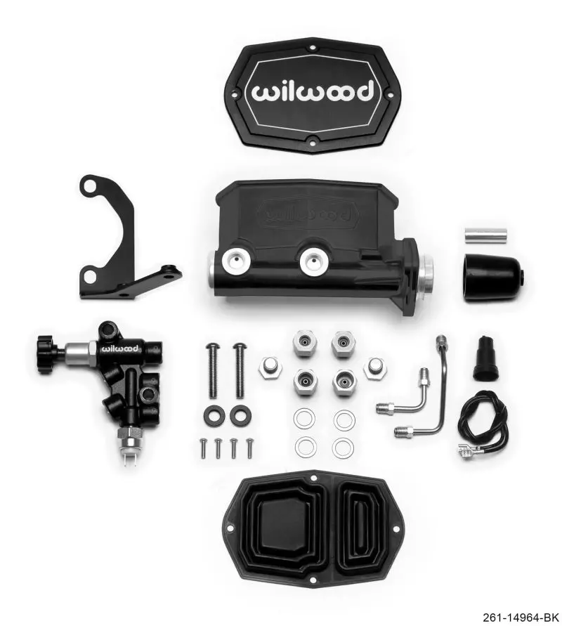 Wilwood Compact Tandem M/C - 1.12In Bore - W/Bracket And Valve - Black 1