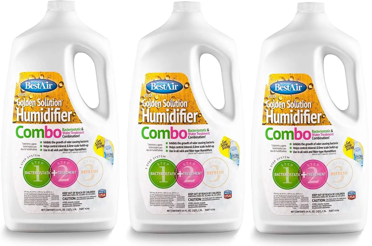 Best Air 246-Pdq 64 Oz Bottle Of Golden Solutions Bacteriostatic Humidifier Water Treatment - Quantity Of 3 1