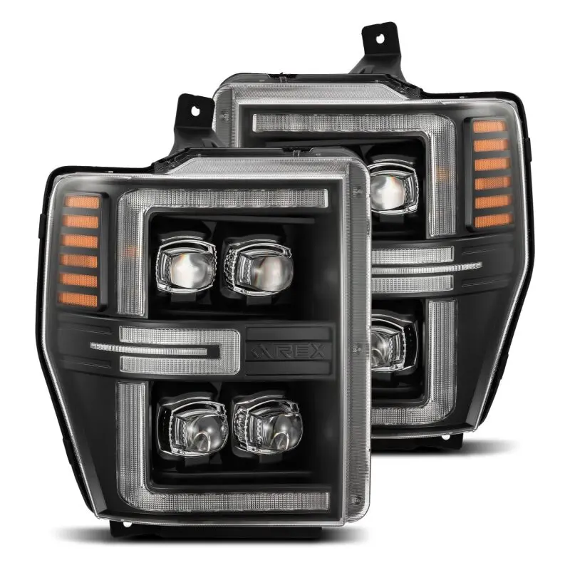 Alpharex 08-10 Ford F250-550 Nova-Series Led Projector Headlights Black W/Activ Light/Seq Signal 1