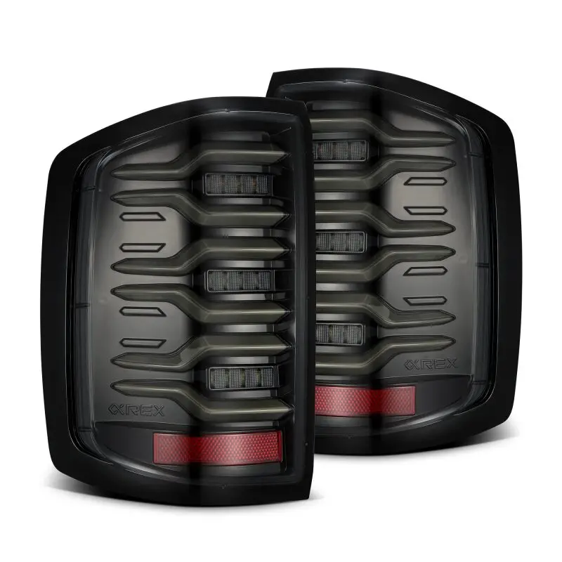 Alpharex 14-18 Chevy Silverado 1500 Luxx-Series Led Tail Lights Alpha-Black W/Activ Light/Seq Signal 1