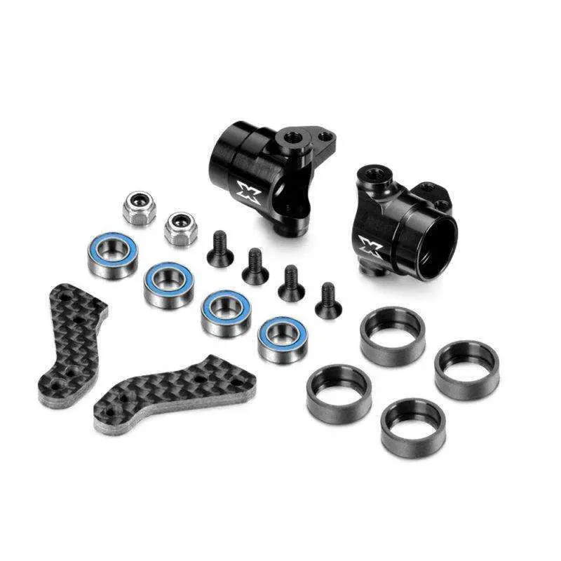 Xray T4'20 Alu Steering Blocks With Graphite Extension Plates - Set 1