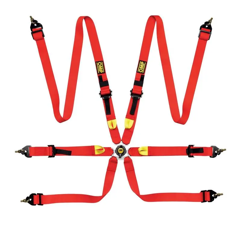 Omp Safety Harness First 2In Red (Fia 8853-2016) Pull Up - Steel Adj 1