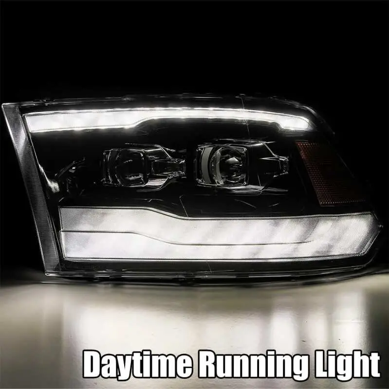 Alpharex 09-18 Dodge Ram 1500 Pro-Series Projector Headlights Plank Style Alpha Blk W/Seq Signal/Drl 2