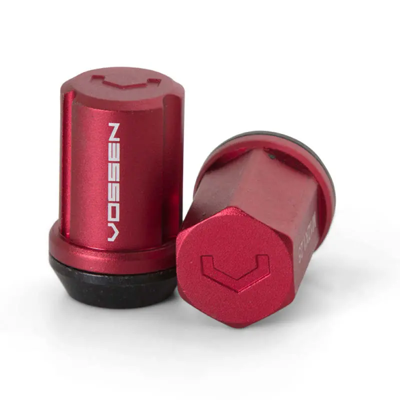 Vossen 35Mm Lock Nut - 14X1.5 - 19Mm Hex - Cone Seat - Red (Set Of 4) 1
