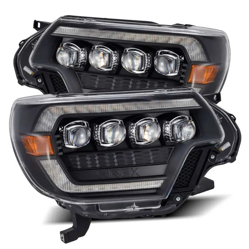 Alpharex 12-15 Toyota Tacoma Nova Led Proj Headlights Plank Style Black W/Activ Light/Seq Signal/Drl 1