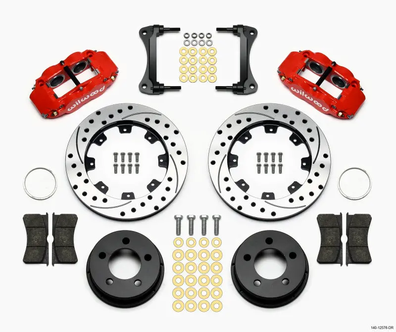 Wilwood Narrow Superlite 4R Front Kit 12.19In Drilled Red 87-89 Jeep Yj 1