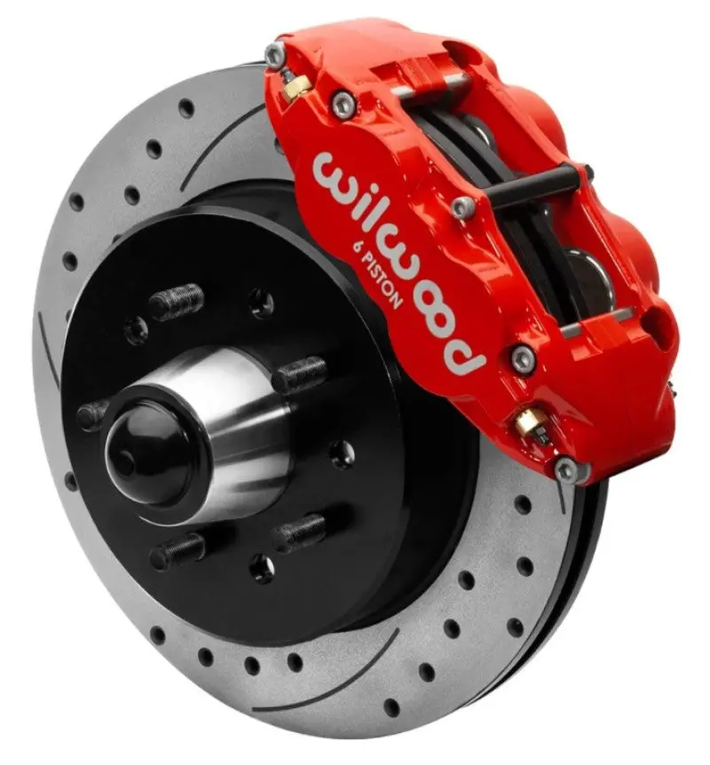 Wilwood 63-87 Chevy C10 Narrow Superlite 6R Front Brake Kit Drilled & Slotted 12.19In Rotors - Red 1