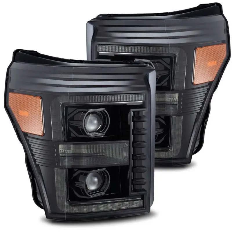 Alpharex 11-16 Ford F-250 Sd Pro-Series Projector Headlights Plank Style Alpha Black W/Seq Signal 1