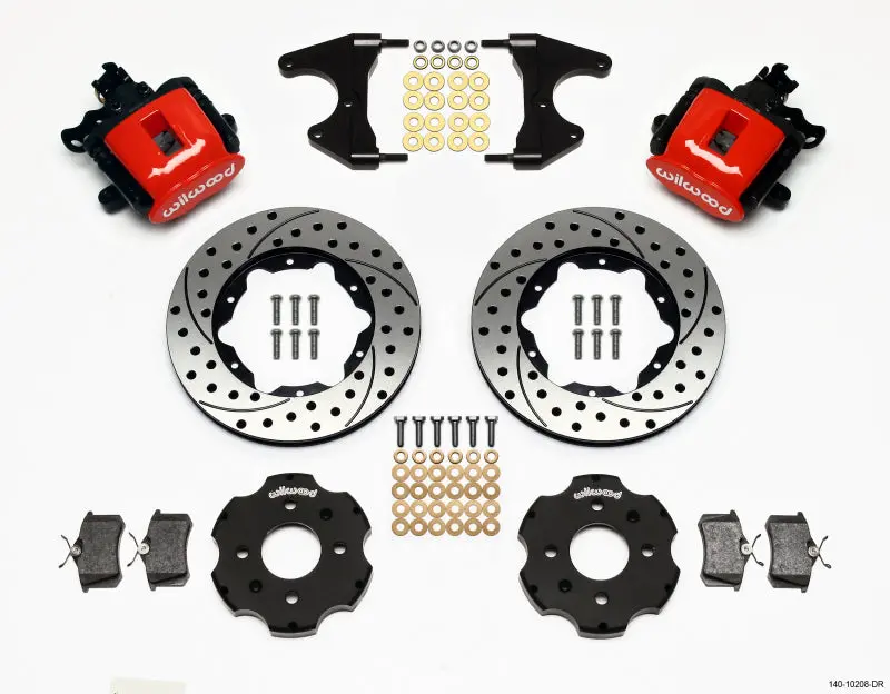 Wilwood Combination Parking Brake Rear Kit 11.00In Drilled Red Civic / Integra Drum 2.46 Hub Offset 1
