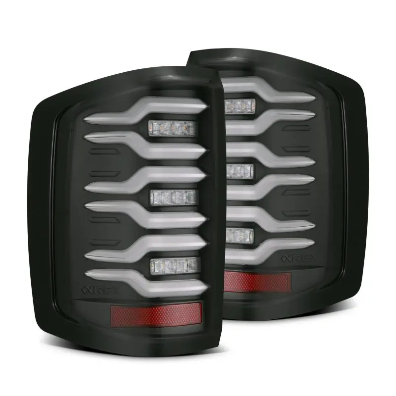 Alpharex 14-18 Chevrolet Silverado Luxx-Series Led Tail Lights Black W/Activ Light/Seq Signal 1