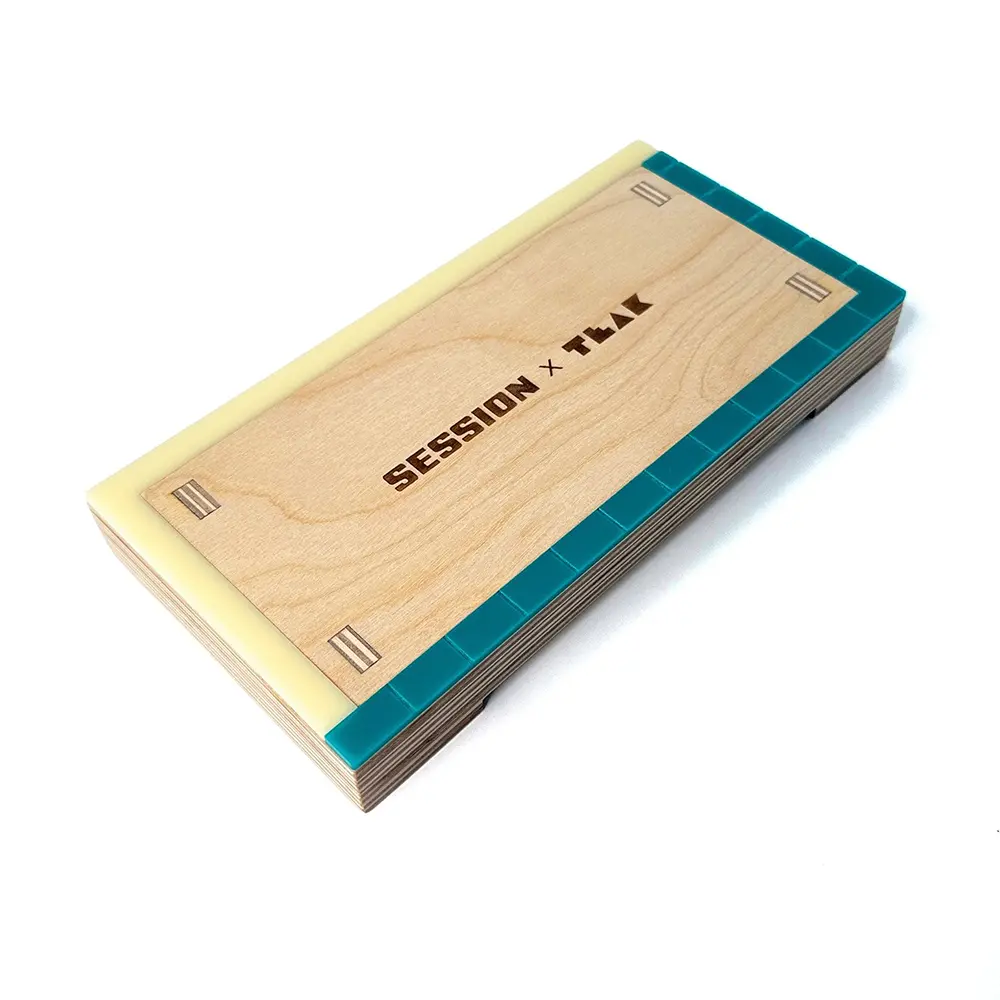 Teak Tuning Fingerboard Ramp - Manual Pad W/ Acrylic Coping 1