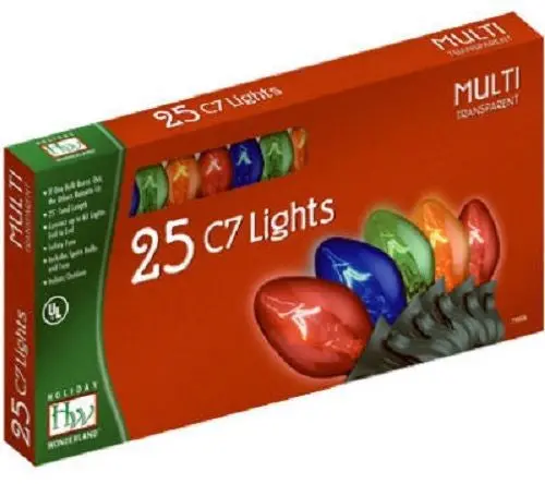 Holiday Wonderland 525-88 25 Count Transparent Multi-Color C7 Christmas Light Set - Quantity Of 12 1
