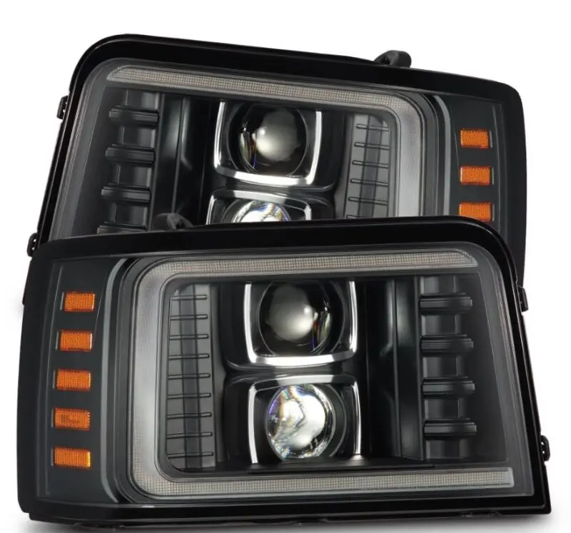 Alpharex 92-96 Ford F-Series/Bronco Luxx-Series Proj Headlights Blk W/Actv Light Seqsig & Sbdrl 1