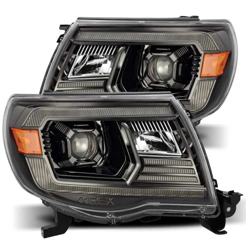 Alpharex 05-11 Toyota Tacoma Pro-Series Projector Headlights Plank Style Design Alpha Black W/Drl 1