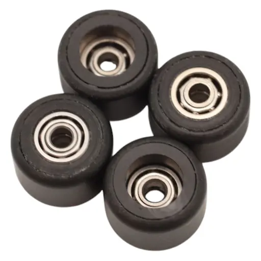Flatface Fingerboard Dual Bearing Dual Durometer V1 Wheels - Black/Black 1