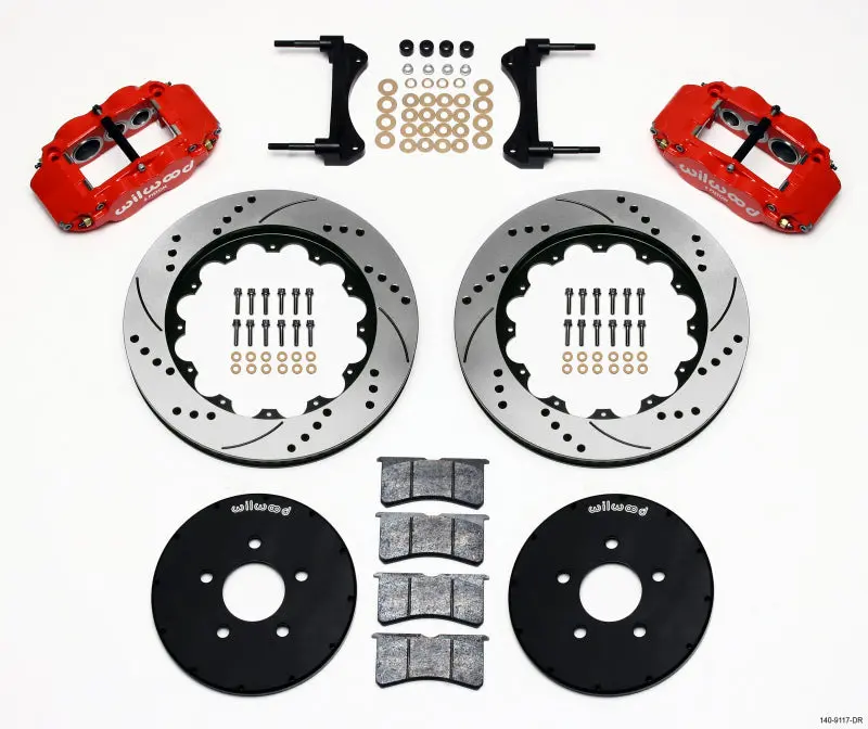 Wilwood Narrow Superlite 6R Front Hat Kit 14.00In Drill Red 1994-2004 Mustang 1