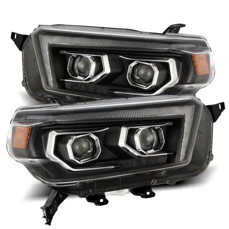 Alpharex 10-13 Toyota 4Runner Pro-Series Projector Headlights Plank Style Black W/Seq Signal/Drl 1