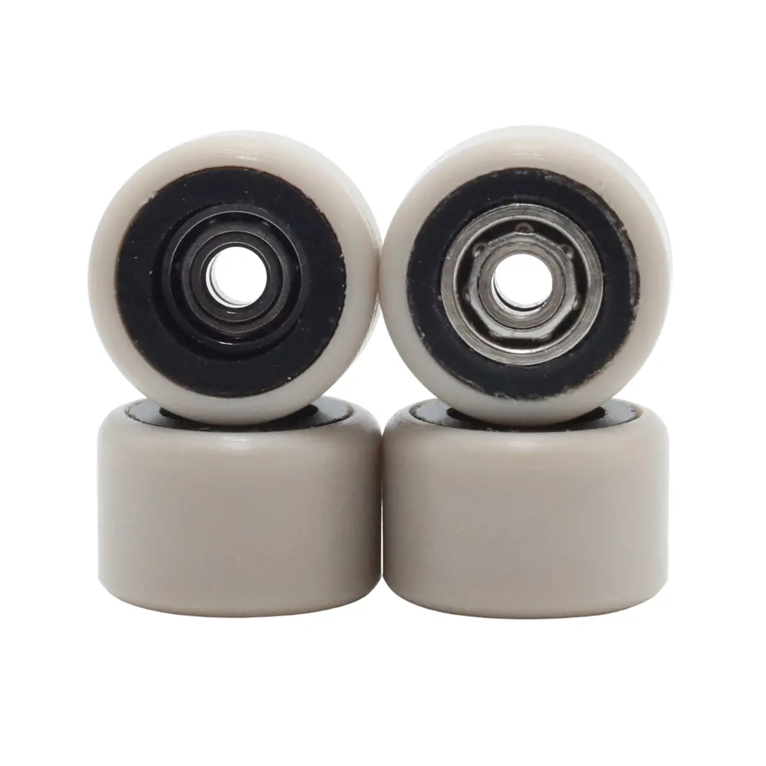 Flatface Fingerboard Dual Bearing Dual Durometer V1 Wheels - Black/Tan 1