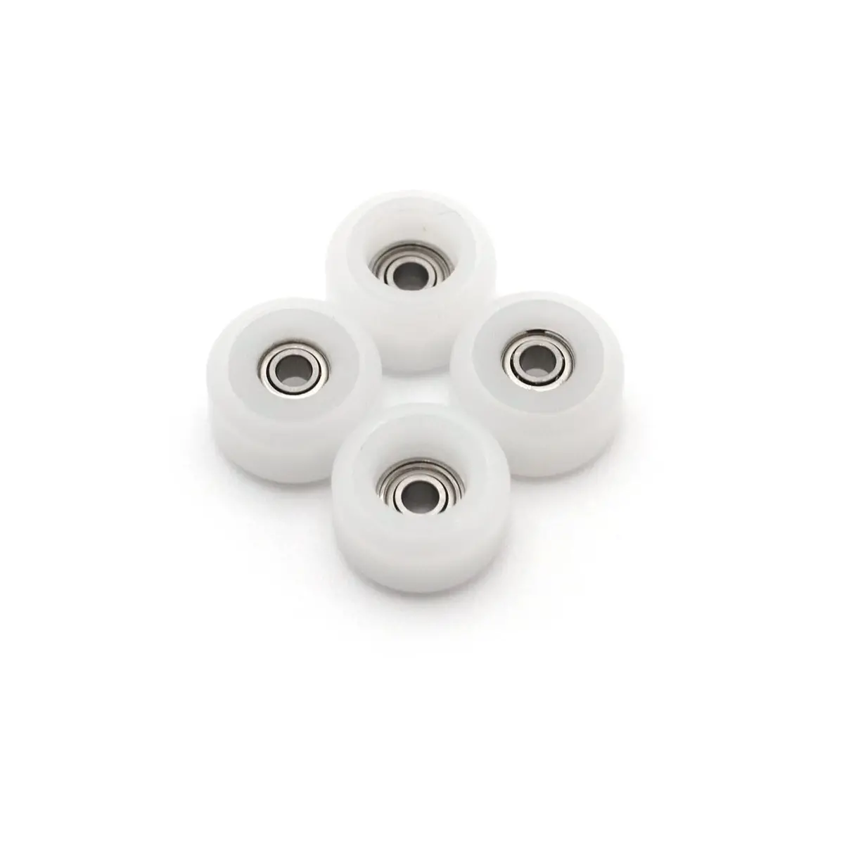 Flatface Fingerboard Dual Durometer V2 Bearing Wheels - White And White 2