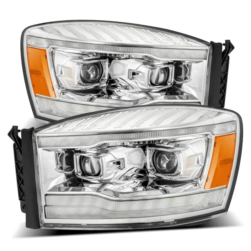 Alpharex 06-08 Dodge Ram 1500Hd Pro-Series Projector Headlights Plank Style Chrome W/Seq Signal/Drl 1