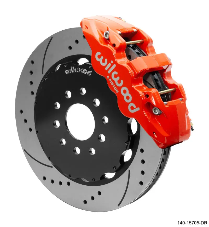 Wilwood Aero6 Front Big Brake Kit 14.00In Drilled Red Rotor - 97-13 Chevrolet Corvette C5/C6/Z06 1