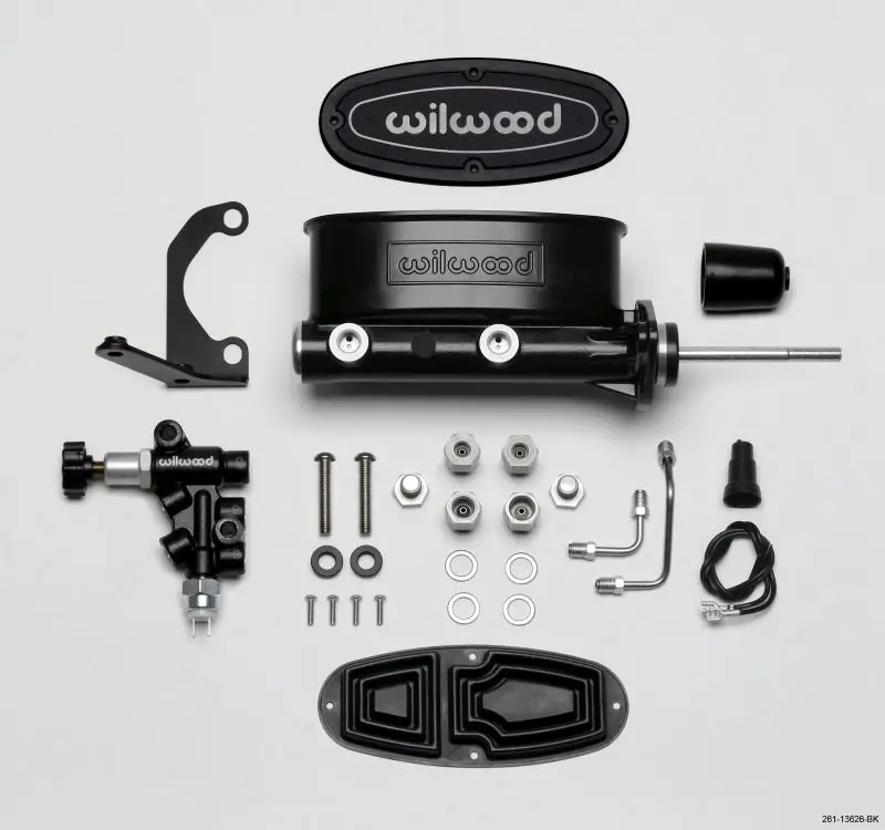 Wilwood Hv Tandem M/C Kit W L/H Bracket & Prop Valve - 15/16In Bore Black-W/Pushrod 1