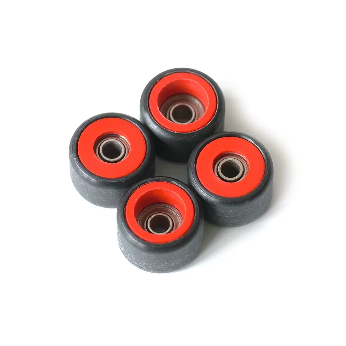 Flatface Fingerboard Dual Durometer Bearing Wheels - Red And Black 1
